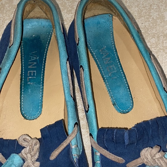 Vaneli Two Tone Blue Suede Driving Moccasins Driving Loafers - Picture 8 of 9